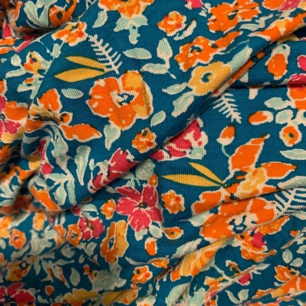 New Lane Bryant Convertible Off the Shoulder Maxi Dress Floral Blue Orange 18-20 - Picture 10 of 14